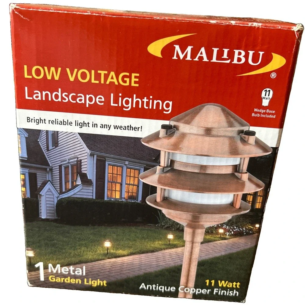 Malibu Landscape Lighting Garden Light Metal Antique Copper 11 Watt Open Box One